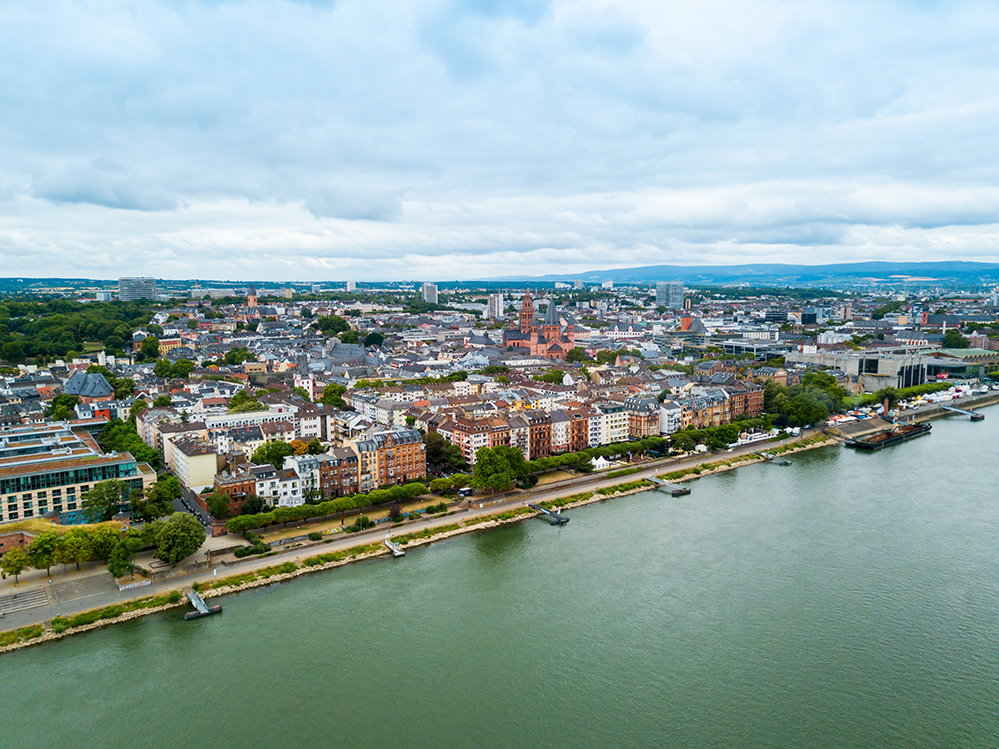 Mainz aerial panoramic view, Germany